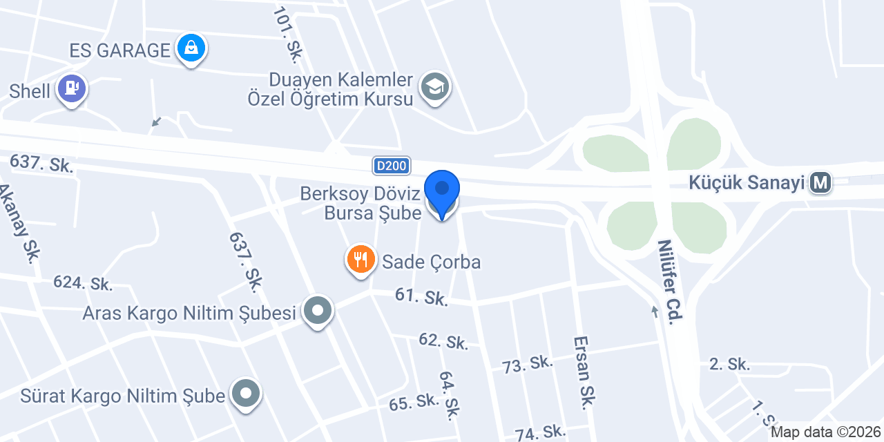 Berksoy Döviz Bursa Şube konumu