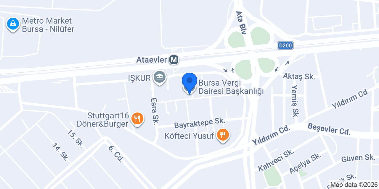 Bursa Vergi Dairesi Başkanlığı konumu
