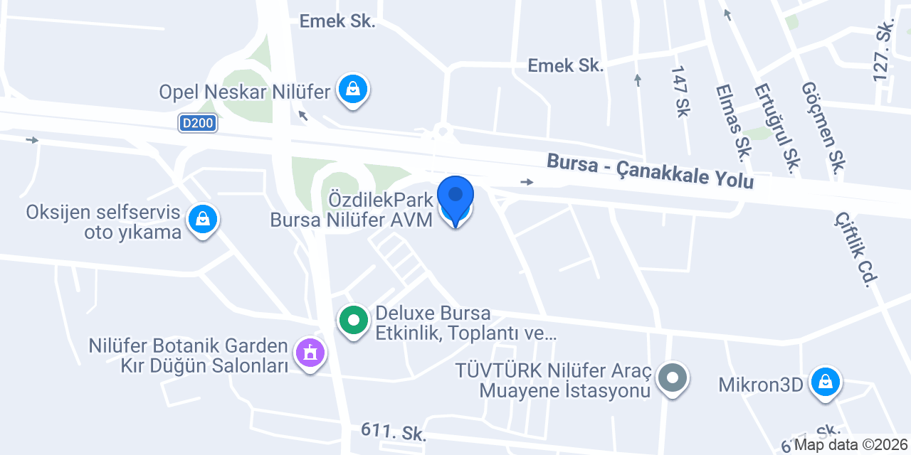ÖzdilekPark Bursa Nilüfer AVM konumu
