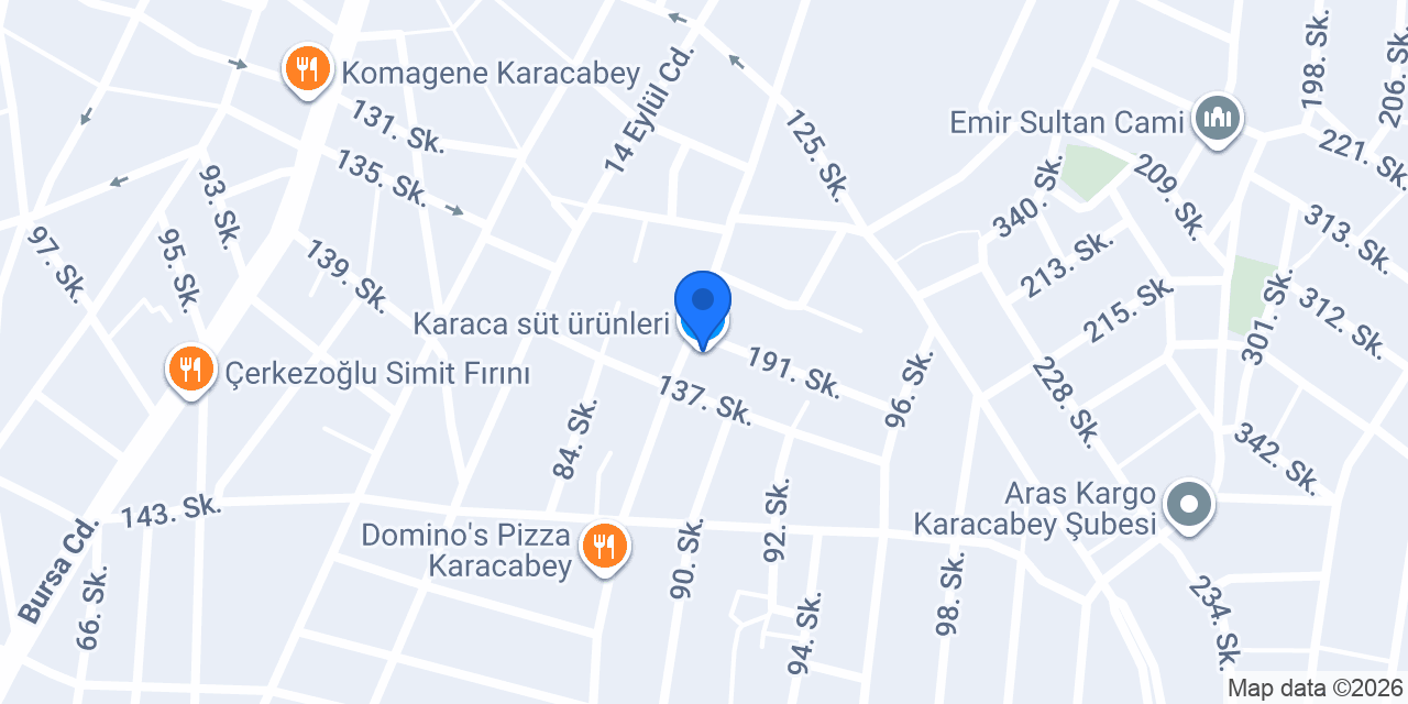 Karaca süt ürünleri konumu