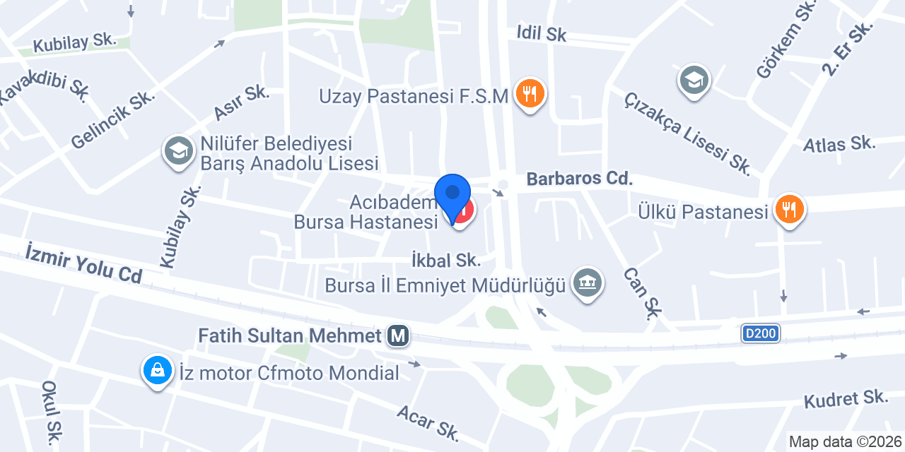 Prof. Dr. Şahin Zeteroğlu, Acıbadem Hastanesi konumu