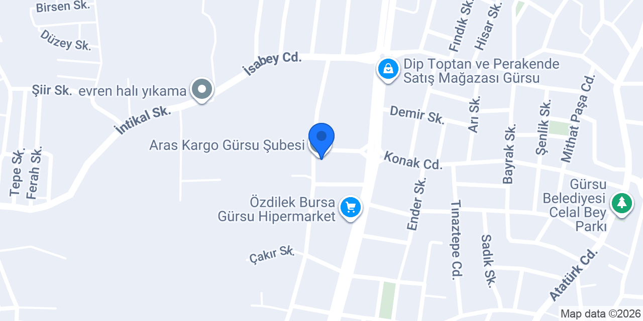 Aras Kargo Gürsu Şubesi konumu