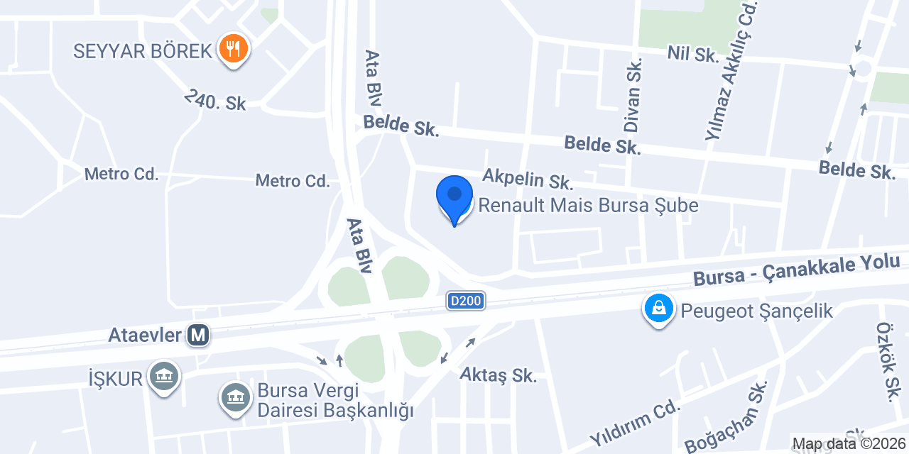 Dacia Mais Bursa Şube konumu