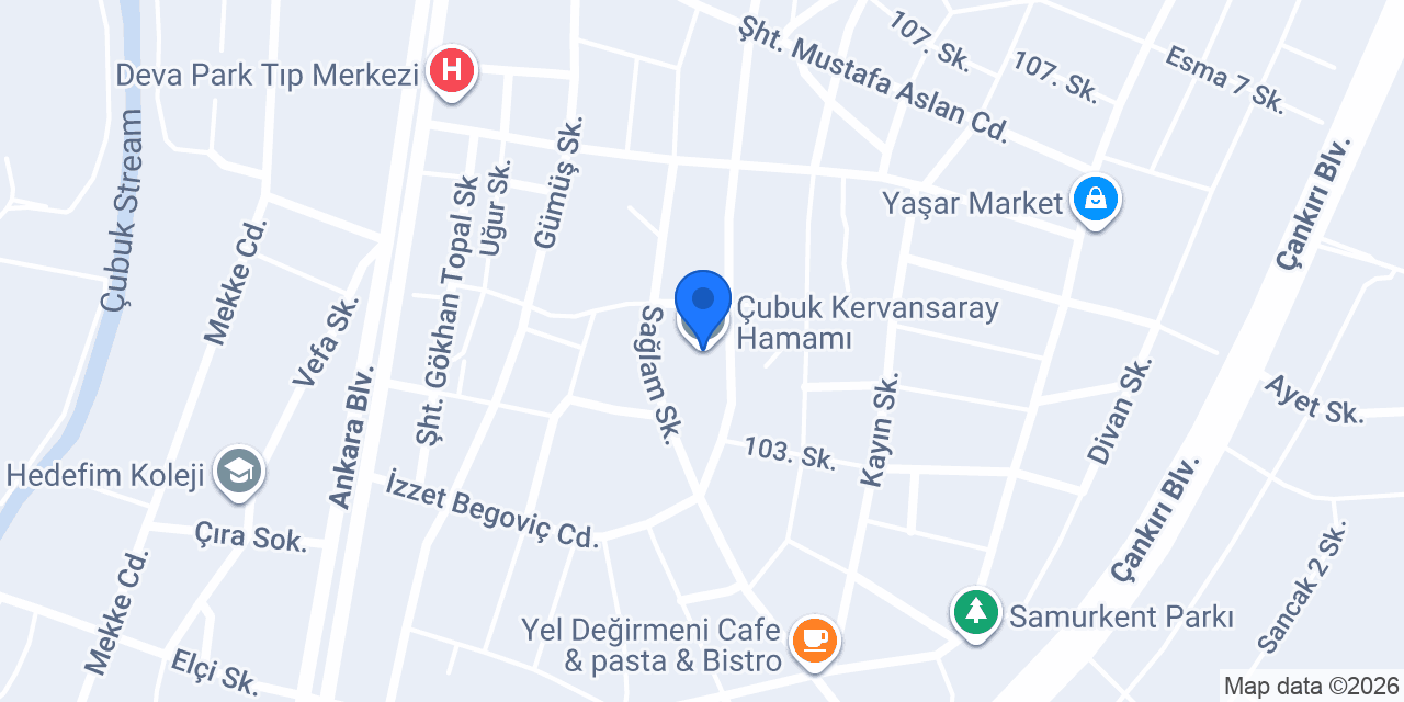 Çubuk Kervansaray Hamamı konumu