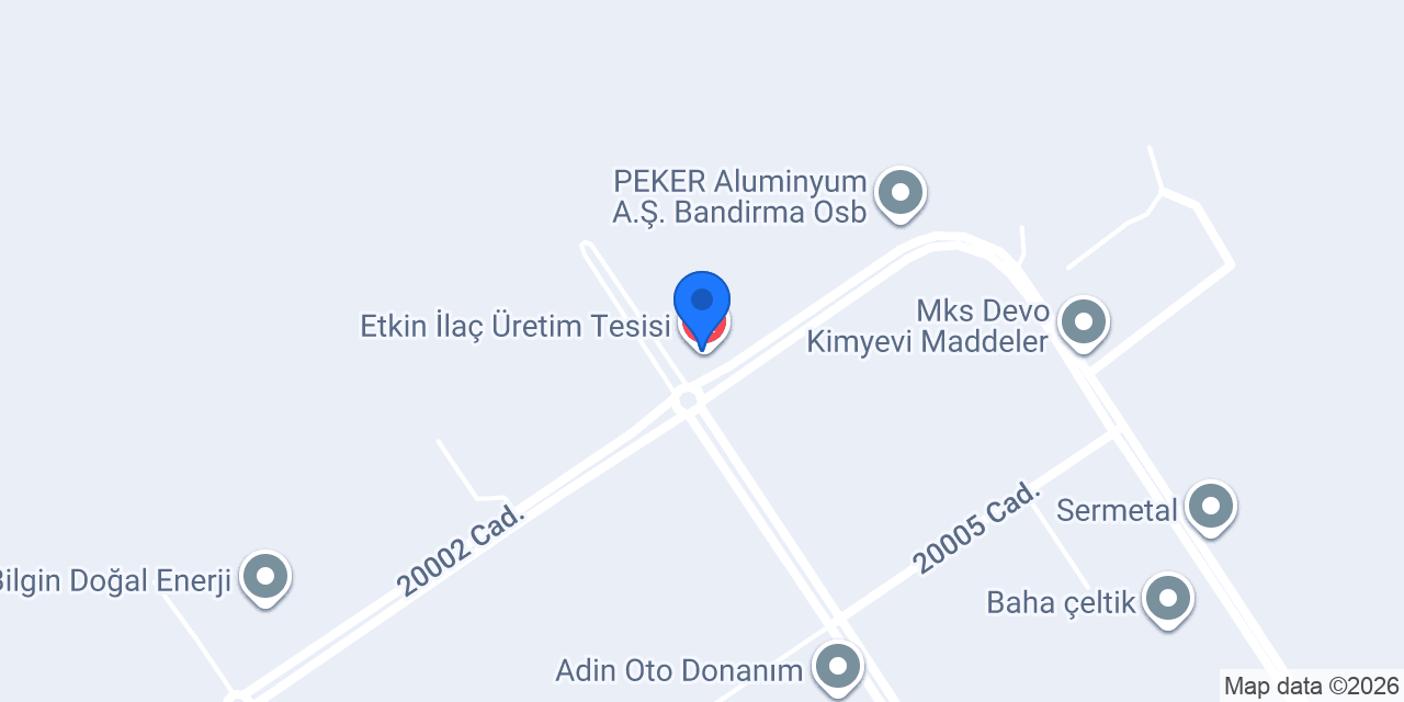 Etkin İlaç Üretim Tesisi konumu