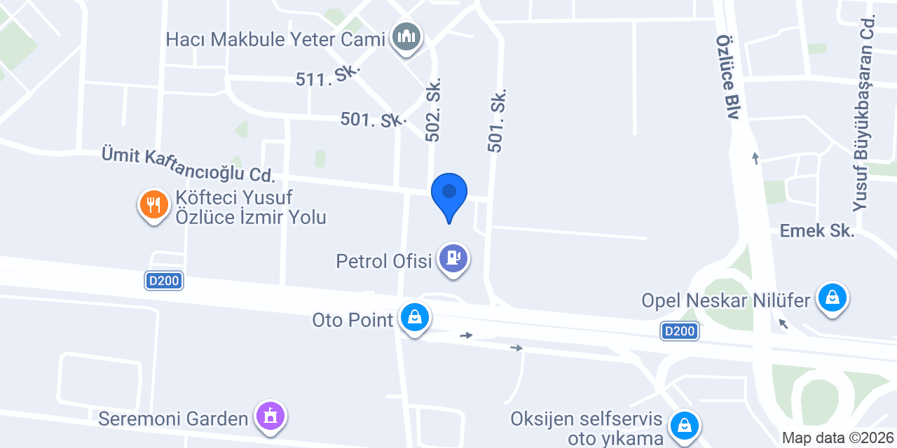 YMS Otomotiv Premium Servis konumu