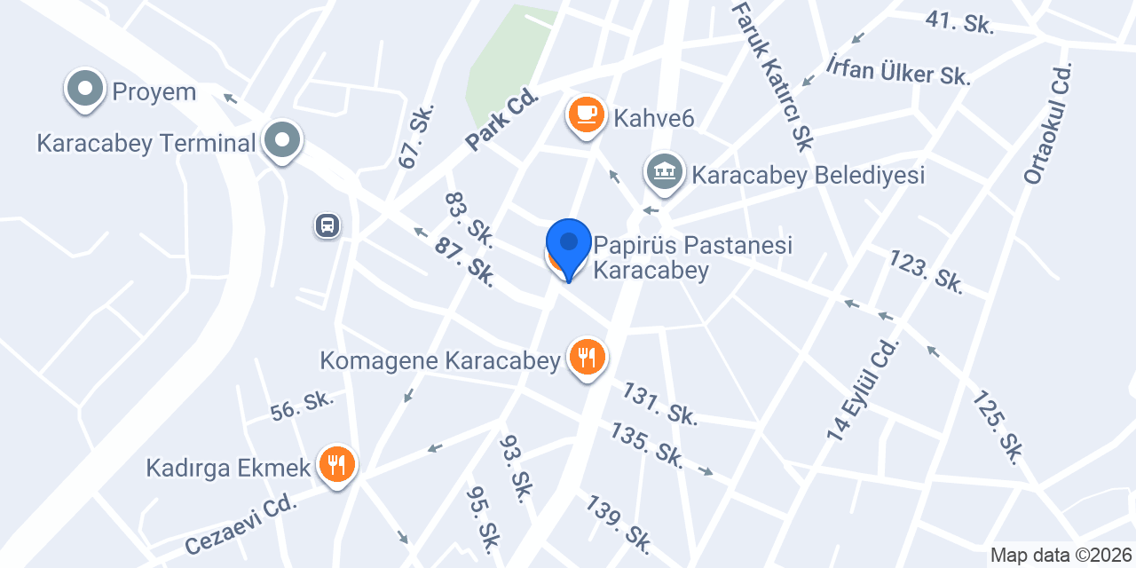 Papirüs Pastanesi Karacabey konumu