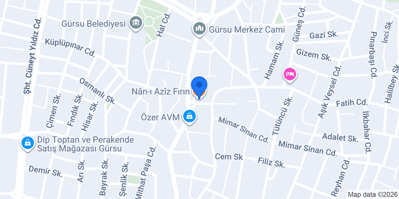 Nân-ı Azîz Fırın konumu