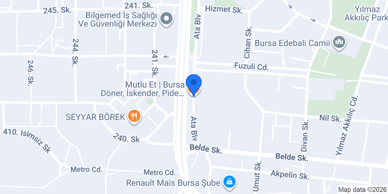 Mutlu Et | Bursa Döner, İskender, Pide & Lahmacun – Ataevler - Nilüfer konumu