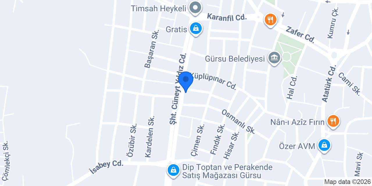Yapı Kredi - Gürsu Şubesi konumu