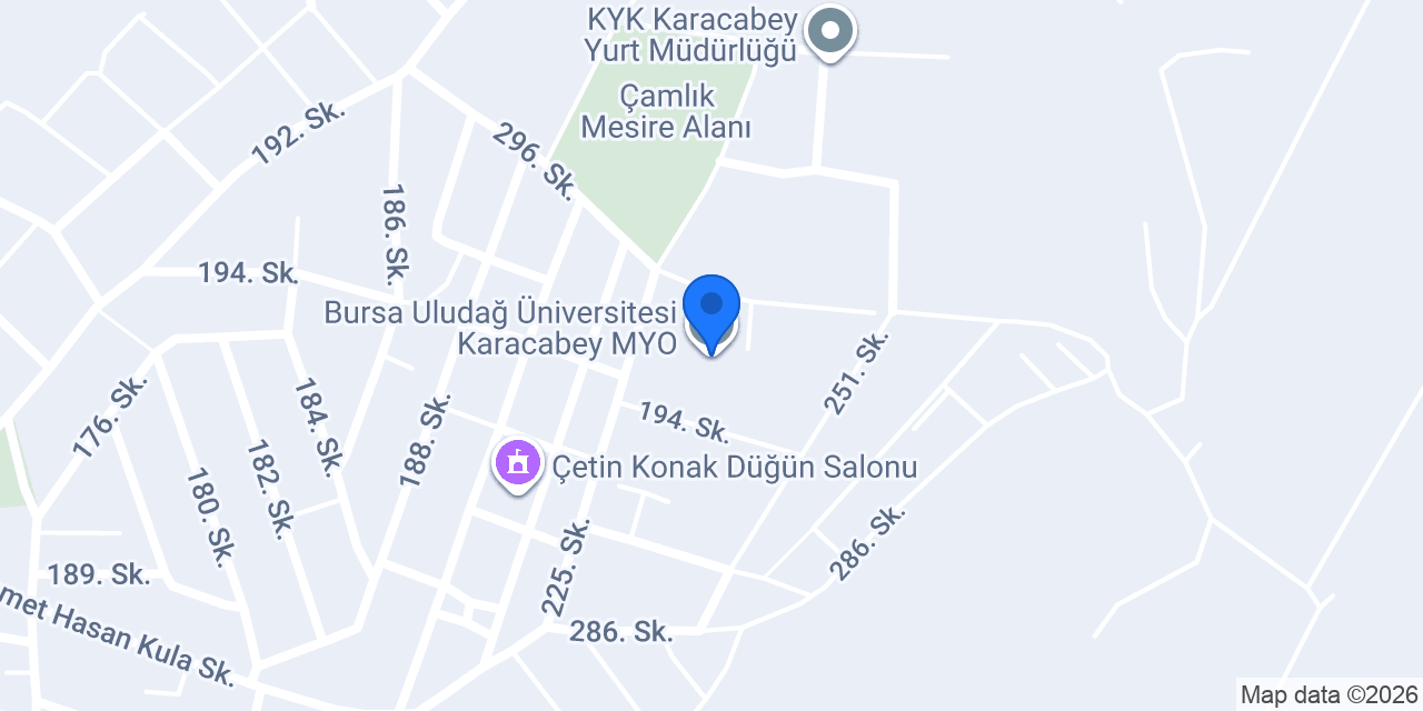 Bursa Uludağ Üniversitesi Karacabey MYO konumu