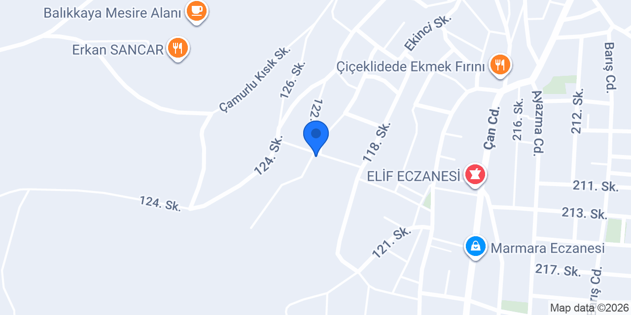 Çiçeklidede Taksi konumu