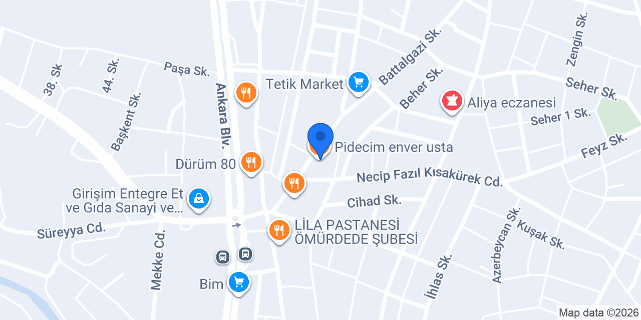 Pidecim enver usta konumu