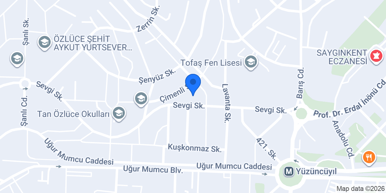 Bursa Fen Koleji konumu