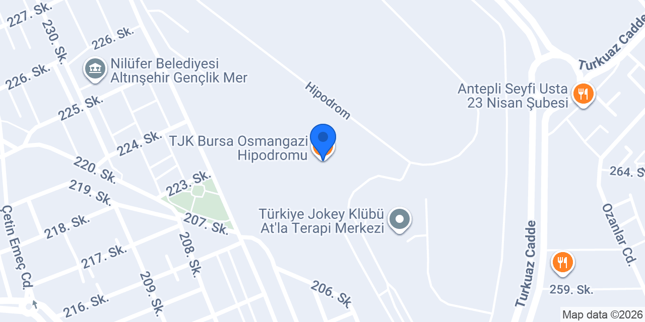 TJK Bursa Osmangazi Hipodromu konumu