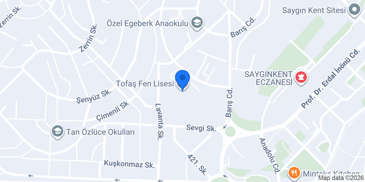 Tofaş Fen Lisesi konumu