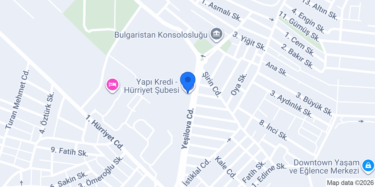 Yapı Kredi - Hürriyet Şubesi konumu