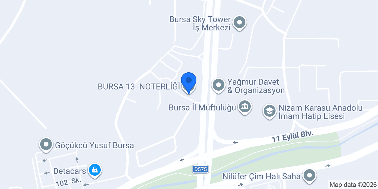 BURSA 13. NOTERLİĞİ konumu