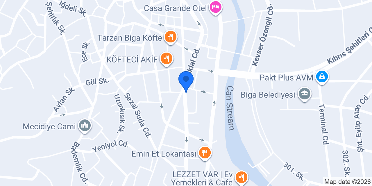 Akbank Biga Şubesi konumu
