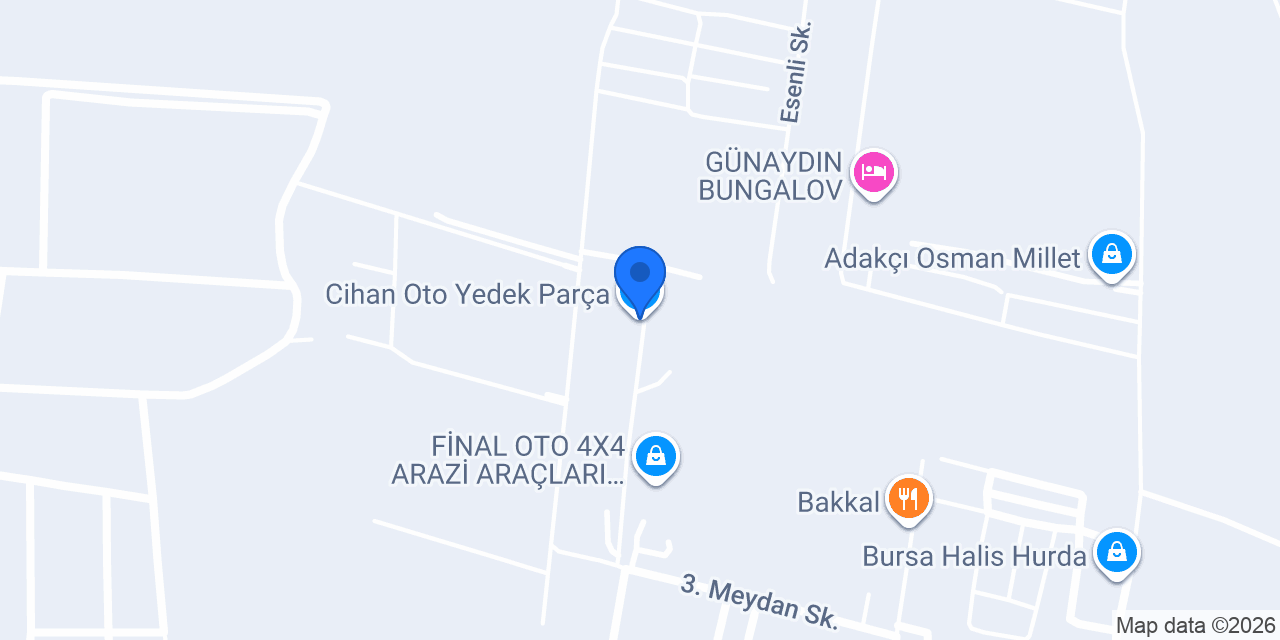Cihan Oto Yedek Parça konumu