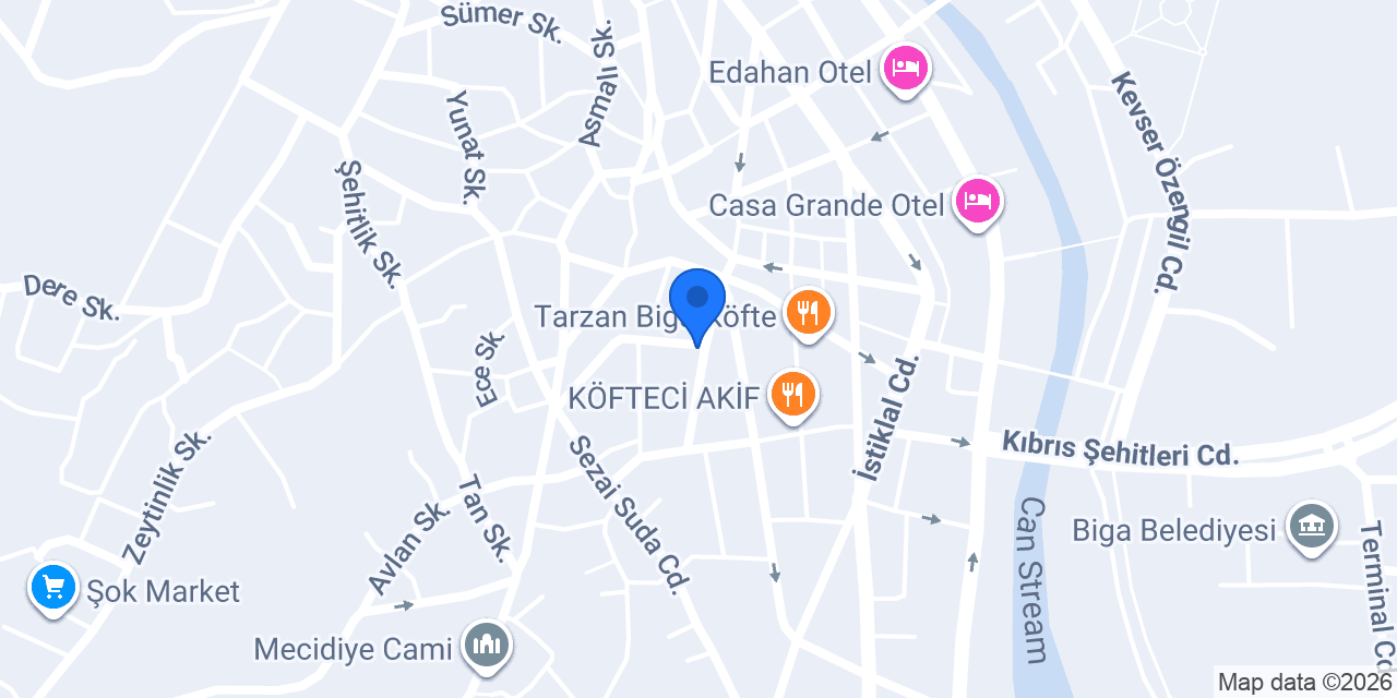 Biga Zeynep Hatun Otel konumu
