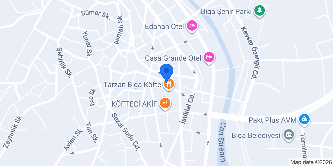 Biga Şahin Otel konumu