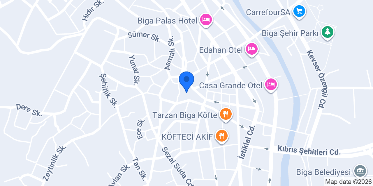 Biga İlçe Nüfus Müdürlüğü konumu