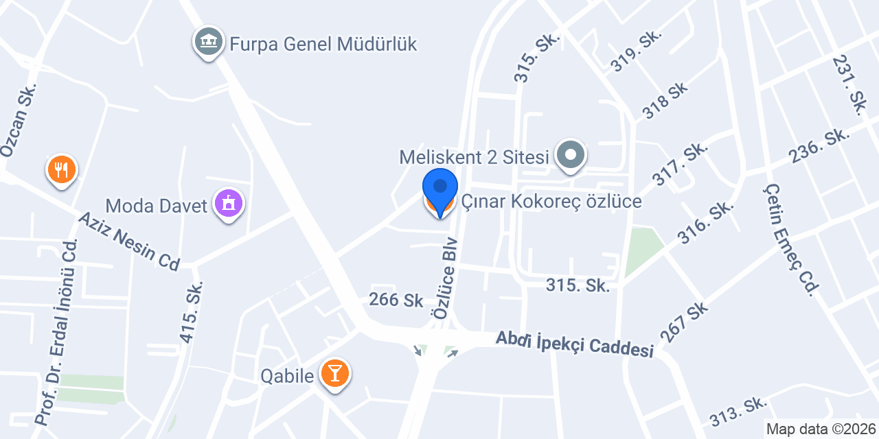 Çınar Kokoreç özlüce konumu
