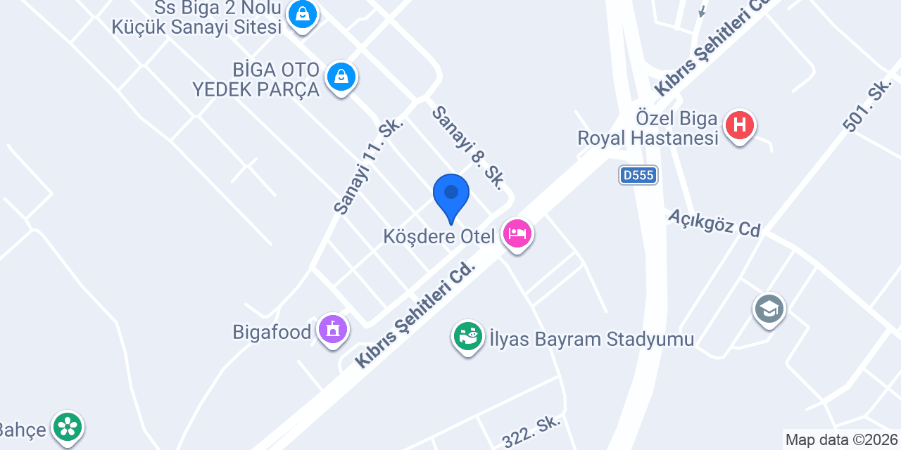 Akça Kaporta konumu