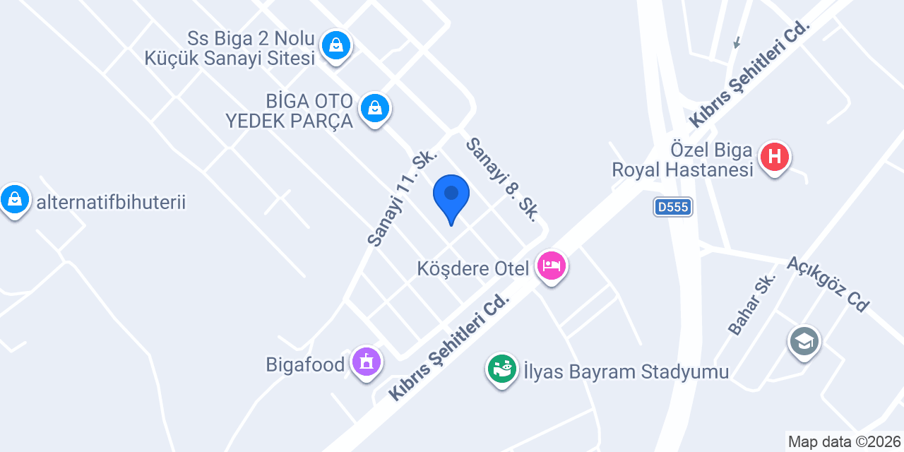 Lastik Hangarı Biga konumu