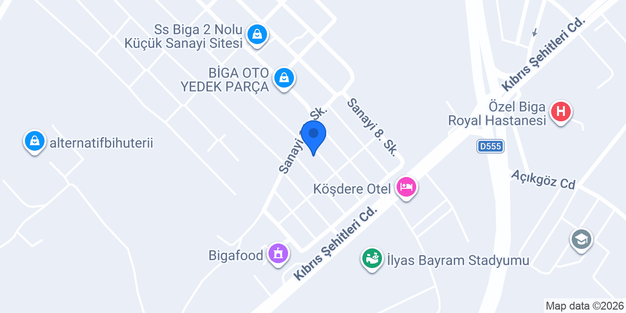 Biga Aslan Oto Yedek Parça konumu