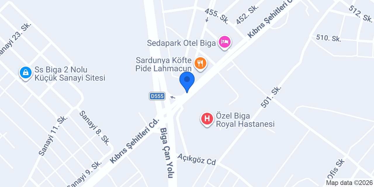 Yeni Biga Lisesi konumu