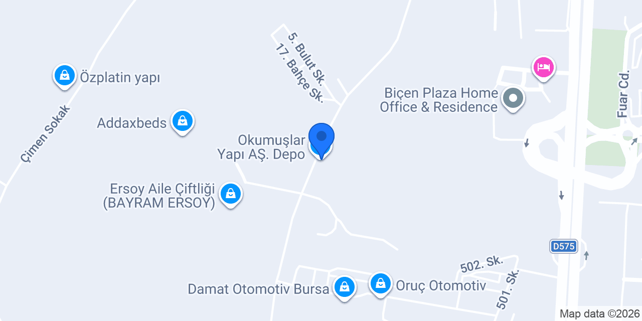 Okumuşlar Yapı AŞ. Depo konumu