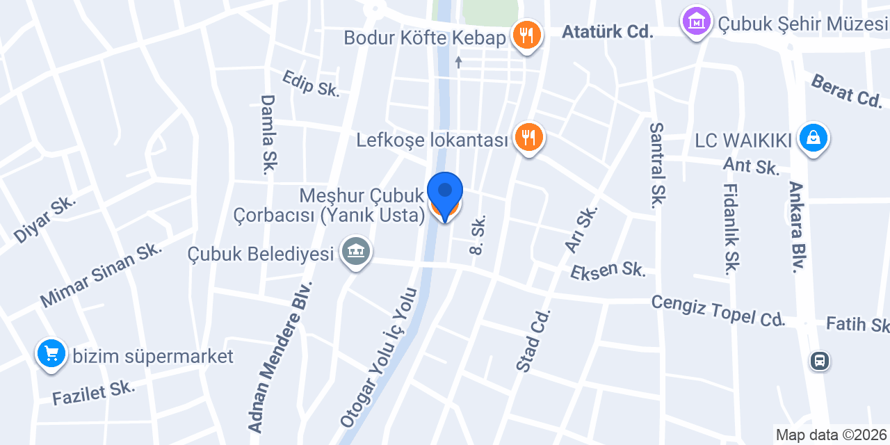 Meşhur Çubuk Çorbacısı (Yanık Usta) konumu