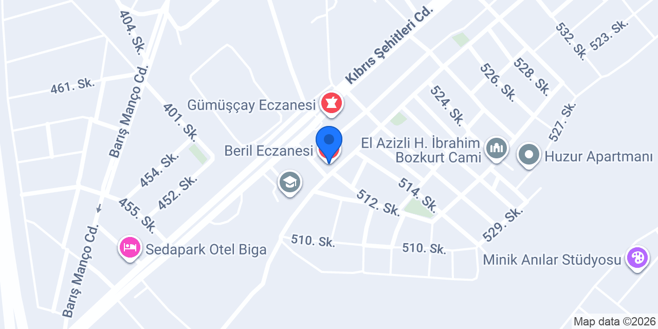 Beril Eczanesi konumu