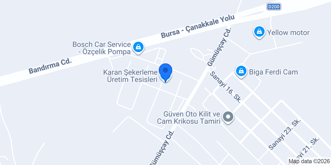 Karan Şekerleme Üretim Tesisleri konumu