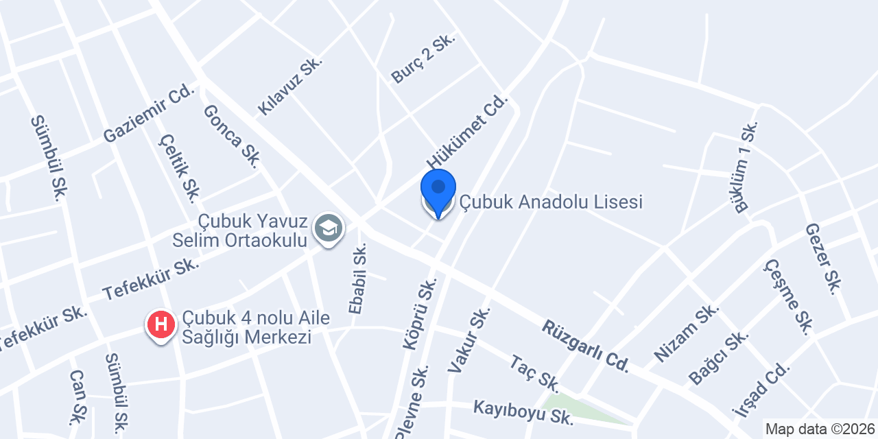 Çubuk Anadolu Lisesi konumu