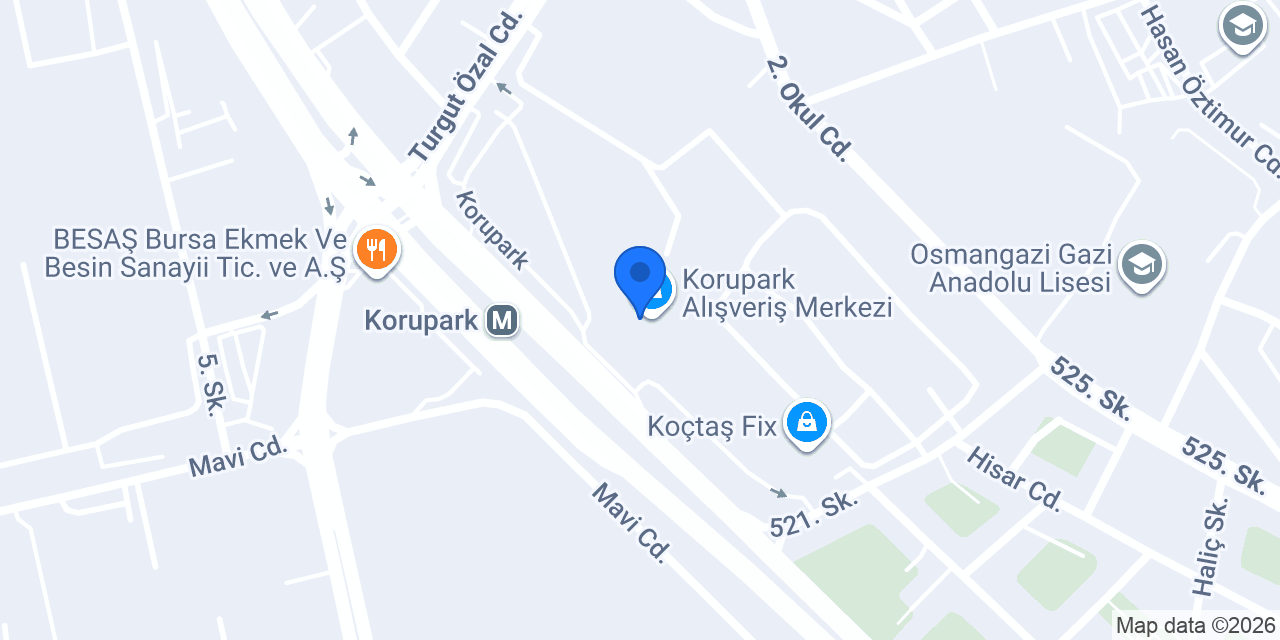 Pırlant Korupark AVM konumu