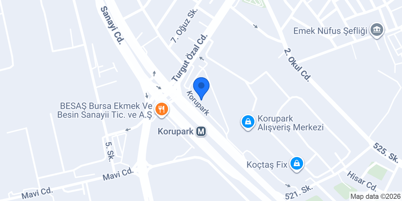 Eczane Korupark konumu