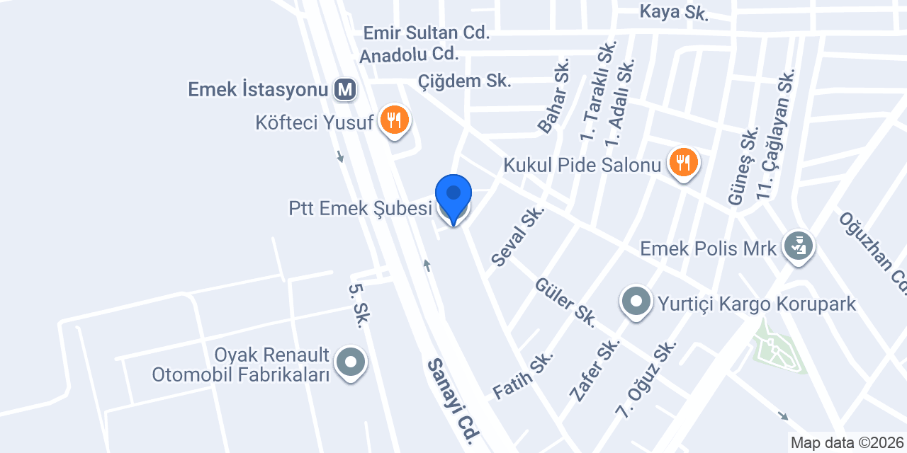 Ptt Emek Şubesi konumu