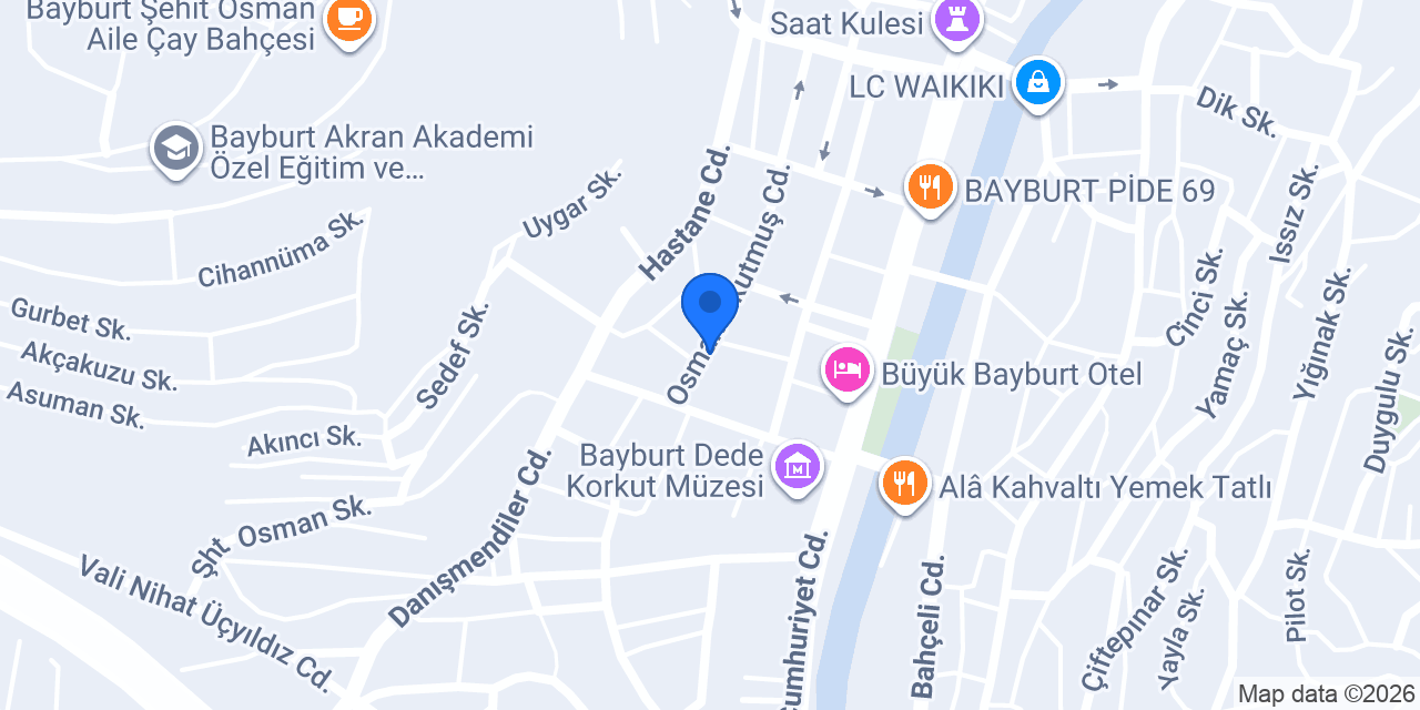 Şekerbank Bayburt Şubesi konumu