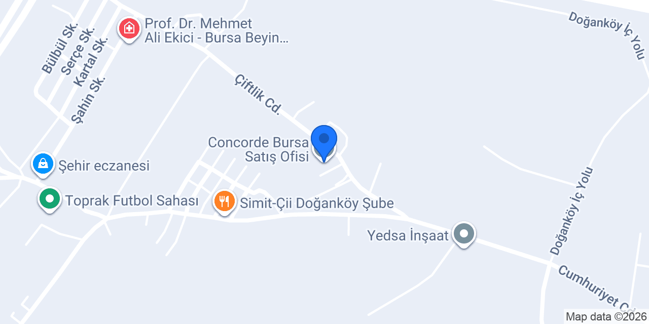 Concorde Bursa Satış Ofisi konumu