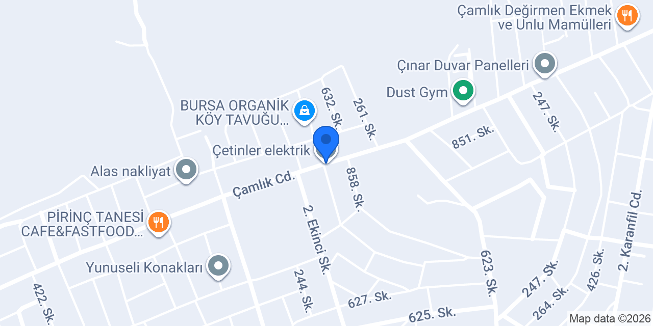 Çetinler elektrik konumu
