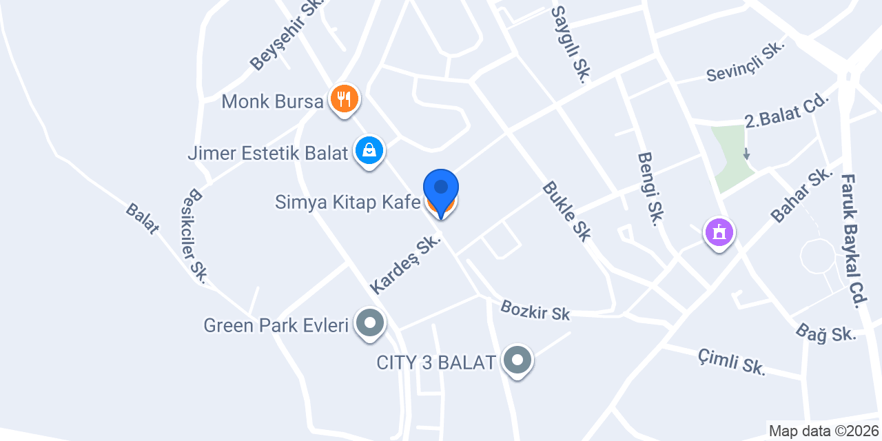 Simya Kitap Kafe konumu