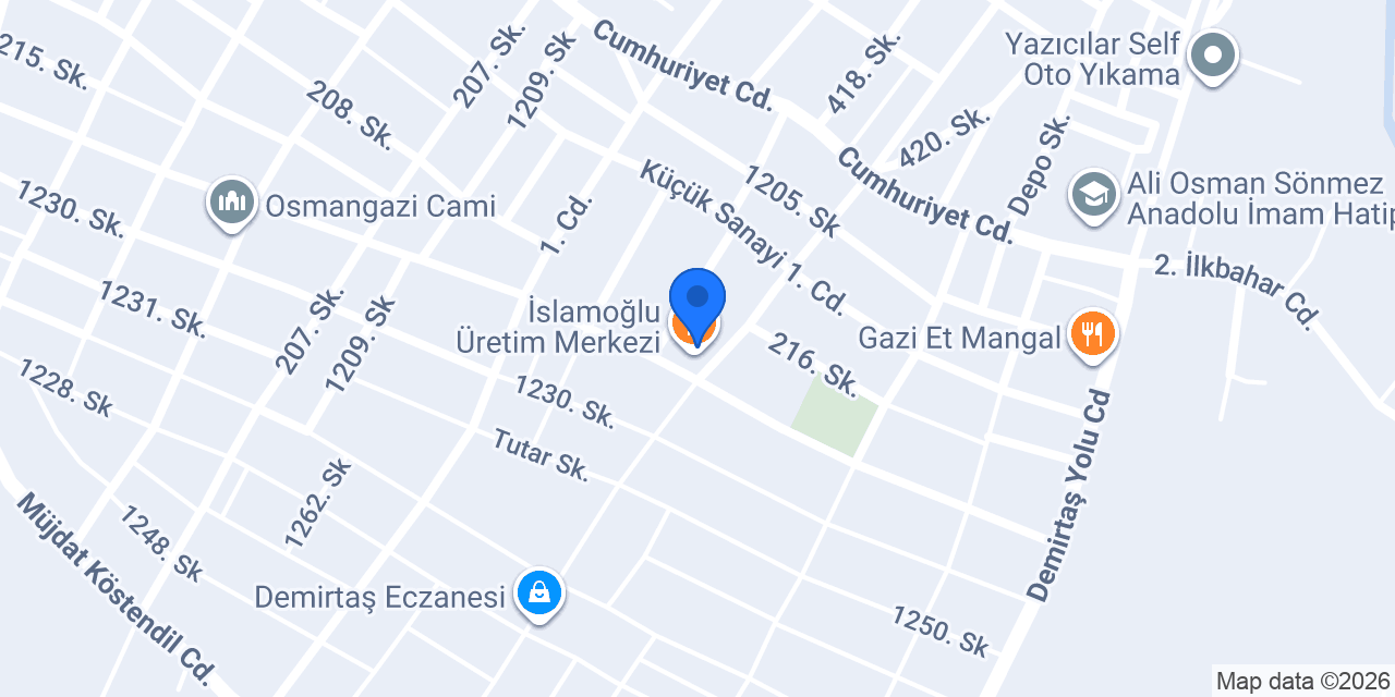 İslamoğlu Üretim Merkezi konumu