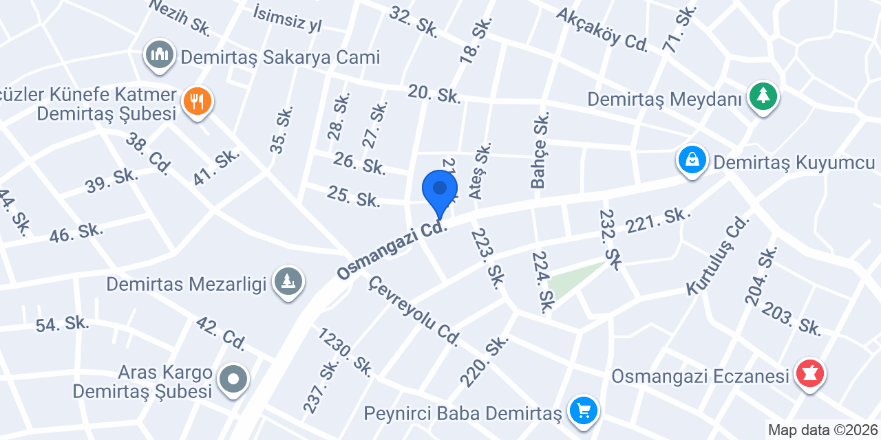 Garanti BBVA Demirtaş Şubesi konumu