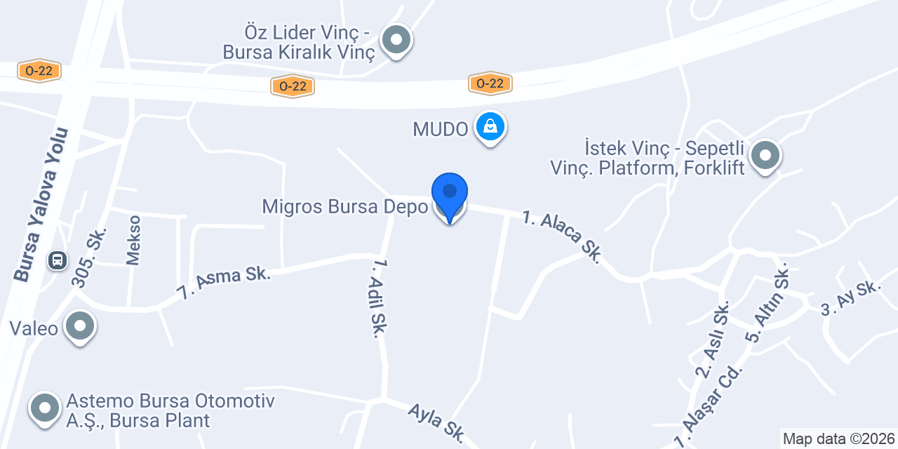 Migros Bursa Depo konumu
