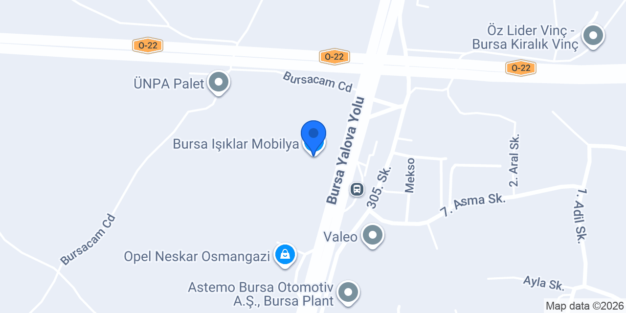 Bursa Işıklar Mobilya konumu