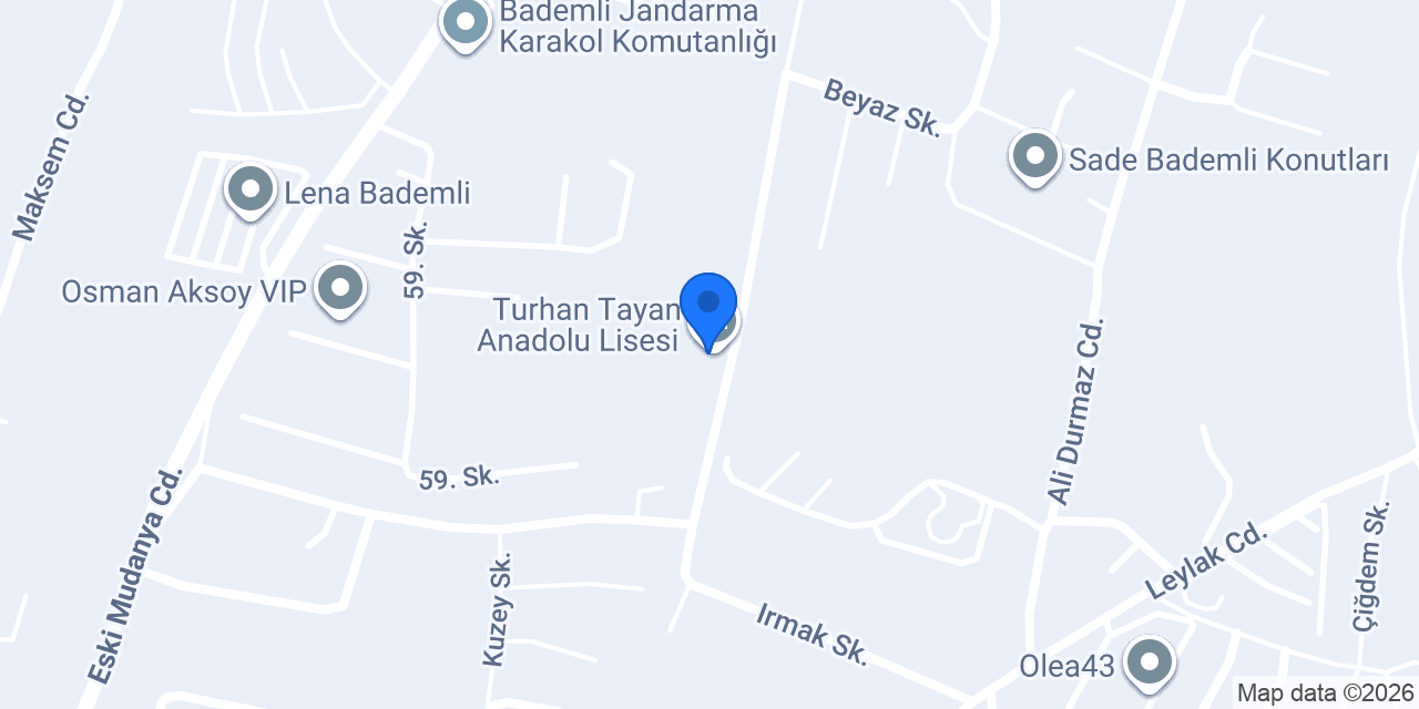 Turhan Tayan Anadolu Lisesi konumu