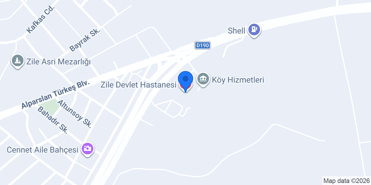 Zile Devlet Hastanesi konumu